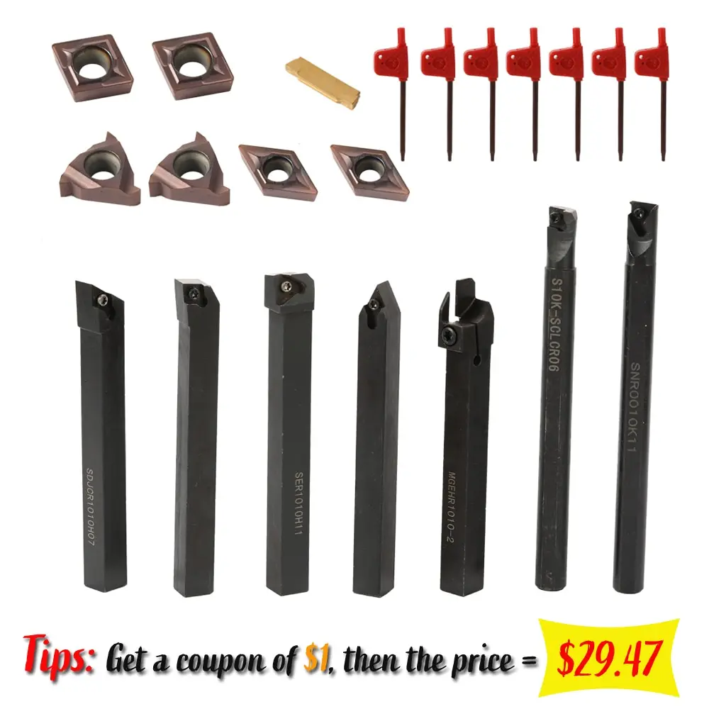

21PCS Multifunctional Solid Carbide Inserts Holder Boring Bar With Wrenches For Lathe Turning Tools Machine Tool Sets