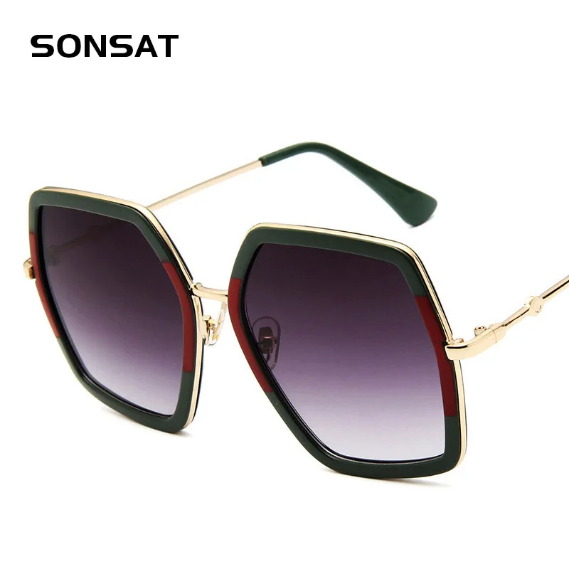 

Sonsat 2018 New Fashion Colorful Polygon Women Sunglasses Large Frame Sunglasses Protection Goggles Outdoor Glasses