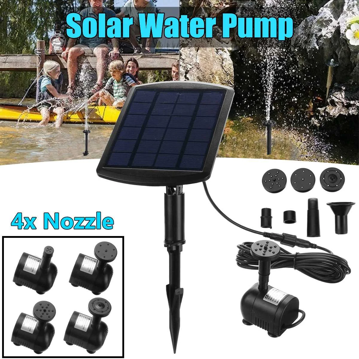 

6V 1.8W Solar Panel Powered Water Fountain Pump For Pool Pond Garden Outdoor Submersible
