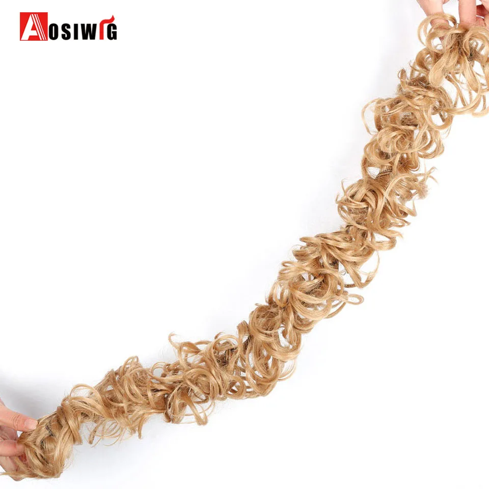 AOSIWIG Long Curly Chignons Hair Tails Flip In Hair Extensions Fake Hair Pieces Heat Resistant Synthetic Chignons Women AOSIWIG Long Curly Chignons Hair Tails Flip In Hair Extensions Fake Hair Pieces Heat Resistant Synthetic Chignons Women