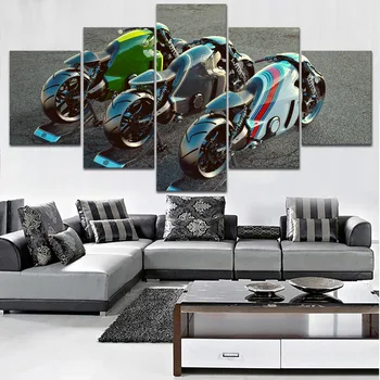 

High Quality Canvas Print Painting 5 Piece Style Lotus c-01 Superbike Render Picture Modern Home Decorative Wall Modular Artwork