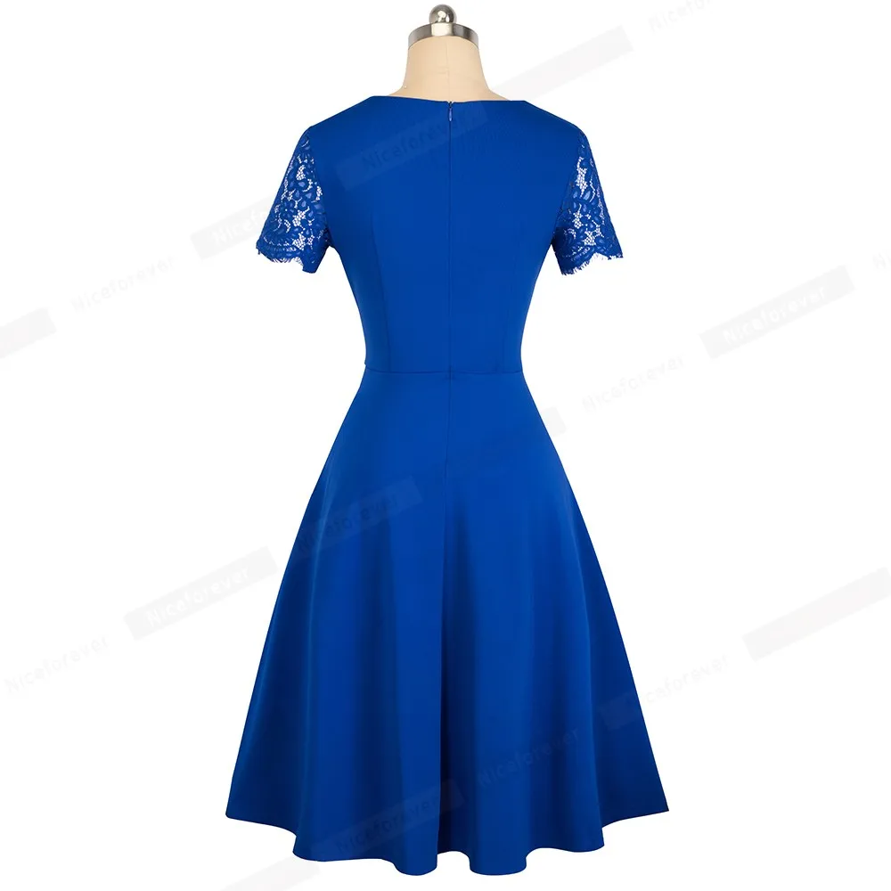 Хорошее-forever винтажное элегантное цветочное кружевное платье с декольте Pinup vestidos ALine деловые вечерние женские платья с расклешенным подолом A119