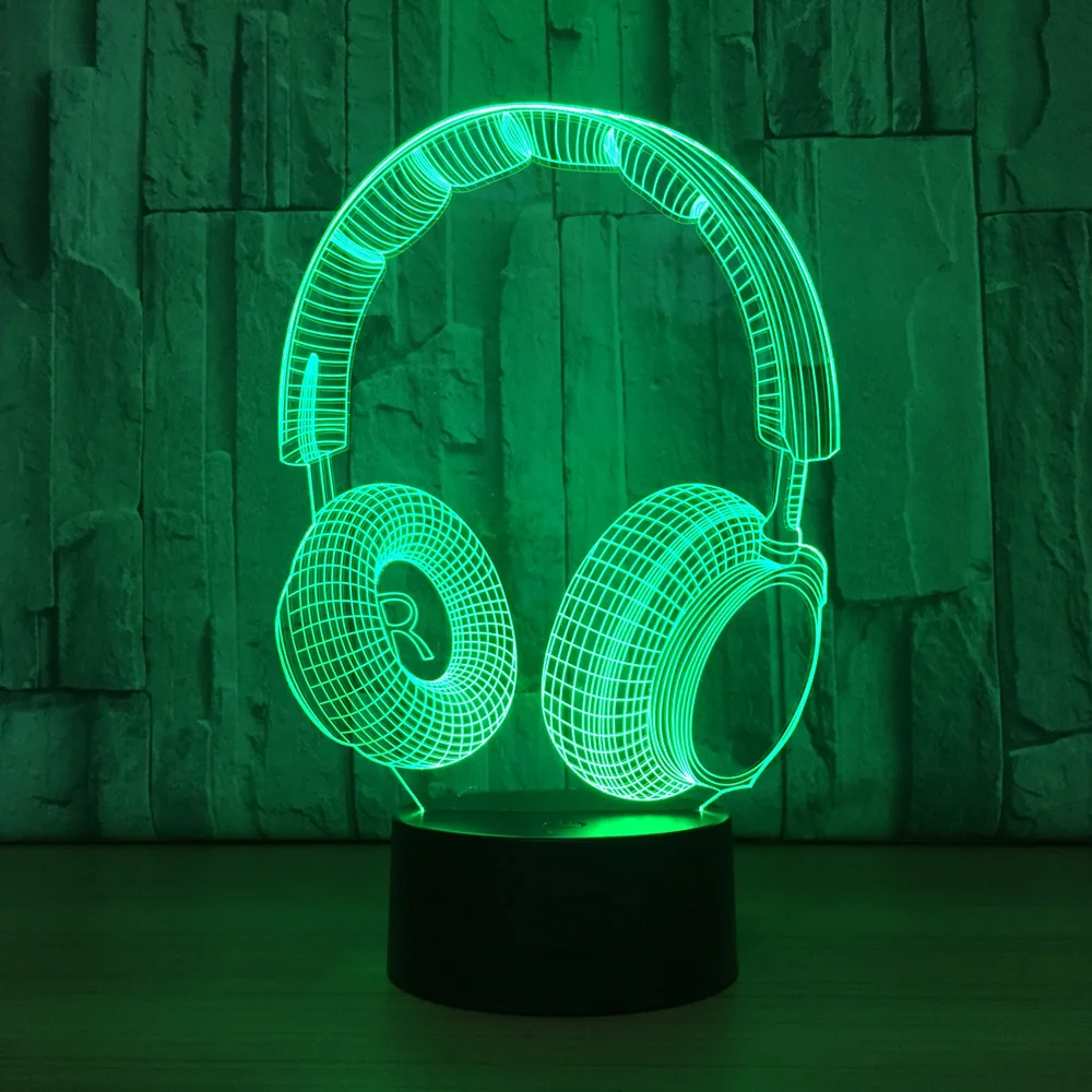 New Headset Touch Table Lamp 7 Colors Changing Desk 3d Novelty Led Night Lights Light Drop Ship Usb | Лампы и освещение