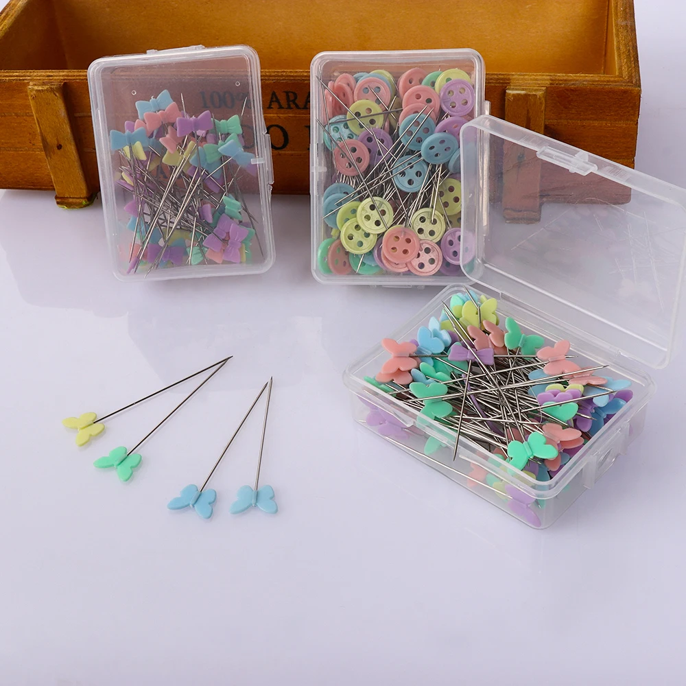 

50Pcs/100Pcs Useful Colorful 10*50mm Buttons Patchwork Pins Needles Flower Sewing Pins DIY Crafts Sewing Accessories