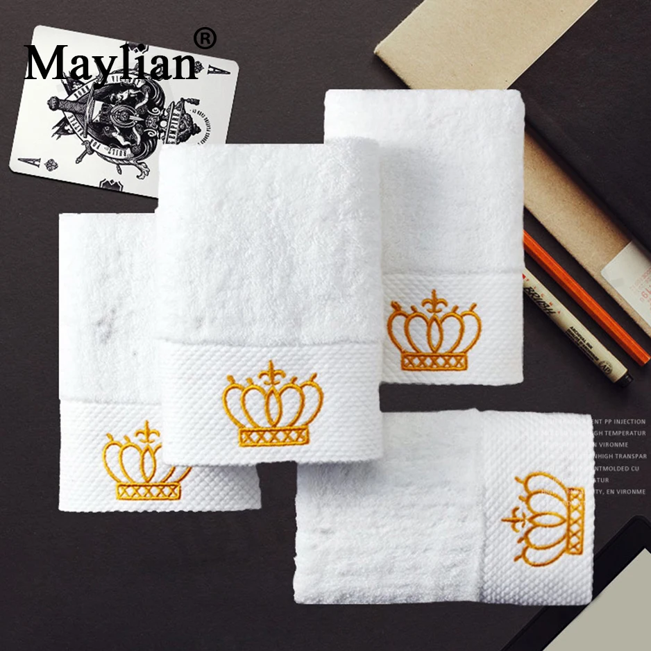 

Crown pattern Embroidered Towel Luxury Hotel Athena Goddess White Bath Towel Cotton Soft Absorbent Large Thick Towels 1 pcs T6