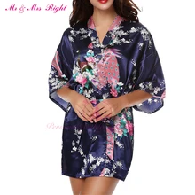 Mr& Mrs Right модная короткая ночная рубашка павлиньей расцветки 7 цветов, сексуальный глубокий v-образный вырез, одежда для сна невесты Пижама для невесты Рождественский подарок кимоно