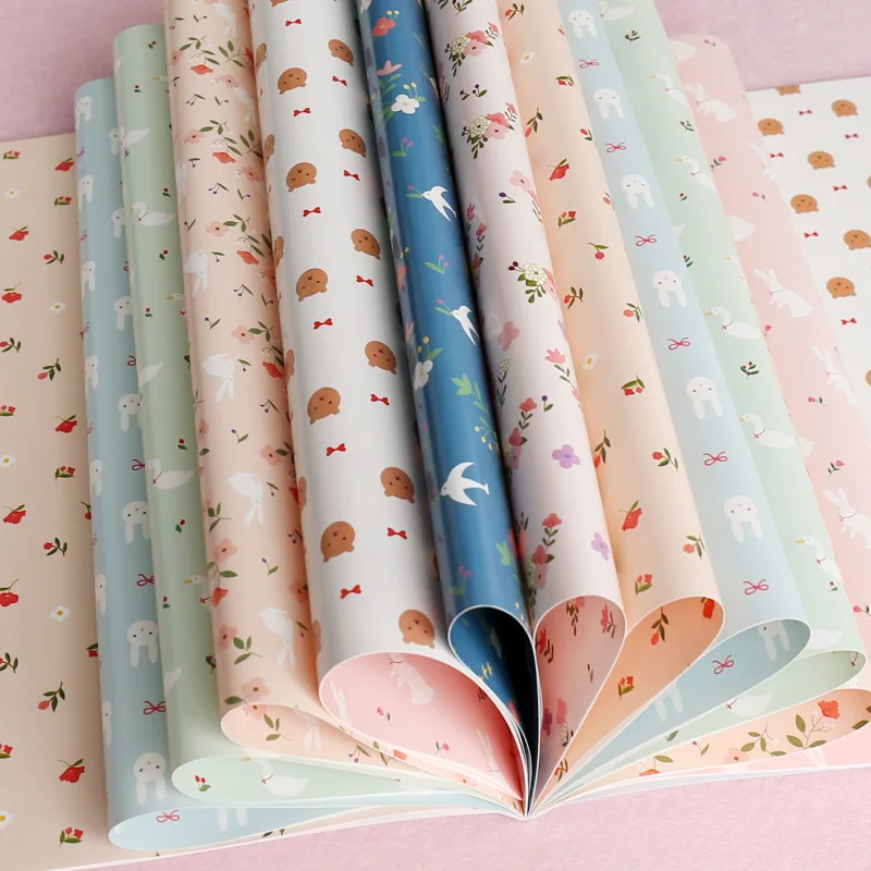 

16sheets/lot cover book Lovely rabbit Patterns creative papercraft art paper handmade scrapbooking kit set books
