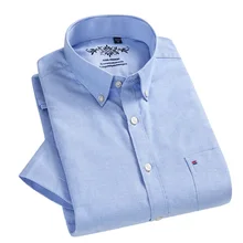2017 New Arrive Men’s Shirt Short Sleeve Shirts Oxford Men’s Dress Shirts Slim Fit Formal Business Solid Oxford Men’s Shirt Tops