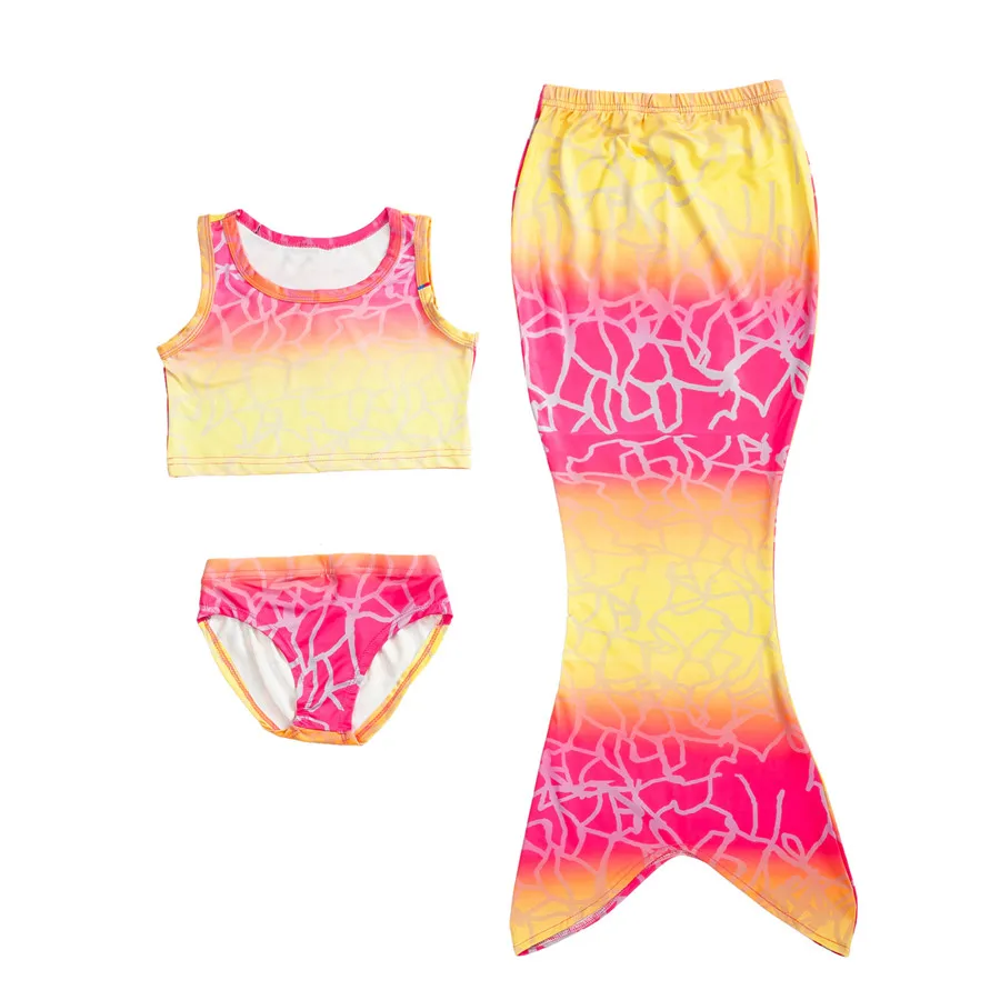 

2019 Kids Mermaid Cosplay swimwear Suit Baby Girls Little Mermaid Tails Children Swimsuit Bikini Dress Skirt total3ps