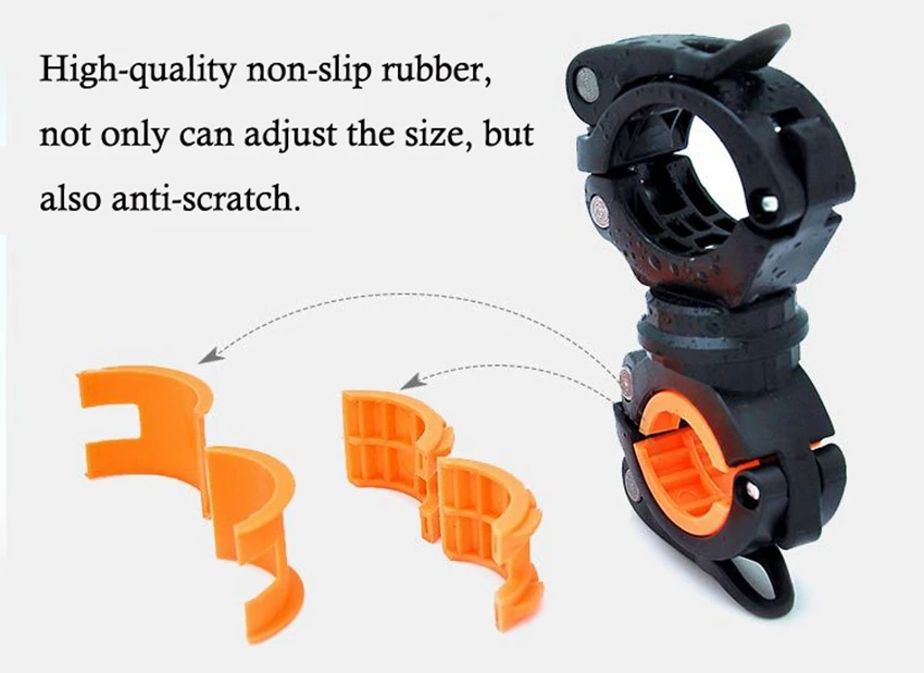 360° Multi-function Bike Bicycle Mount Clip Clamp LED Flashlight Torch Holder Q