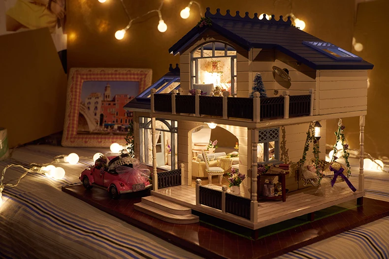 Мебель DIY Кукольный дом деревянный миниатюрный кукольные домики набор мебели DIY головоломка Сборка Кукольный домик игрушки для детей подарок A032
