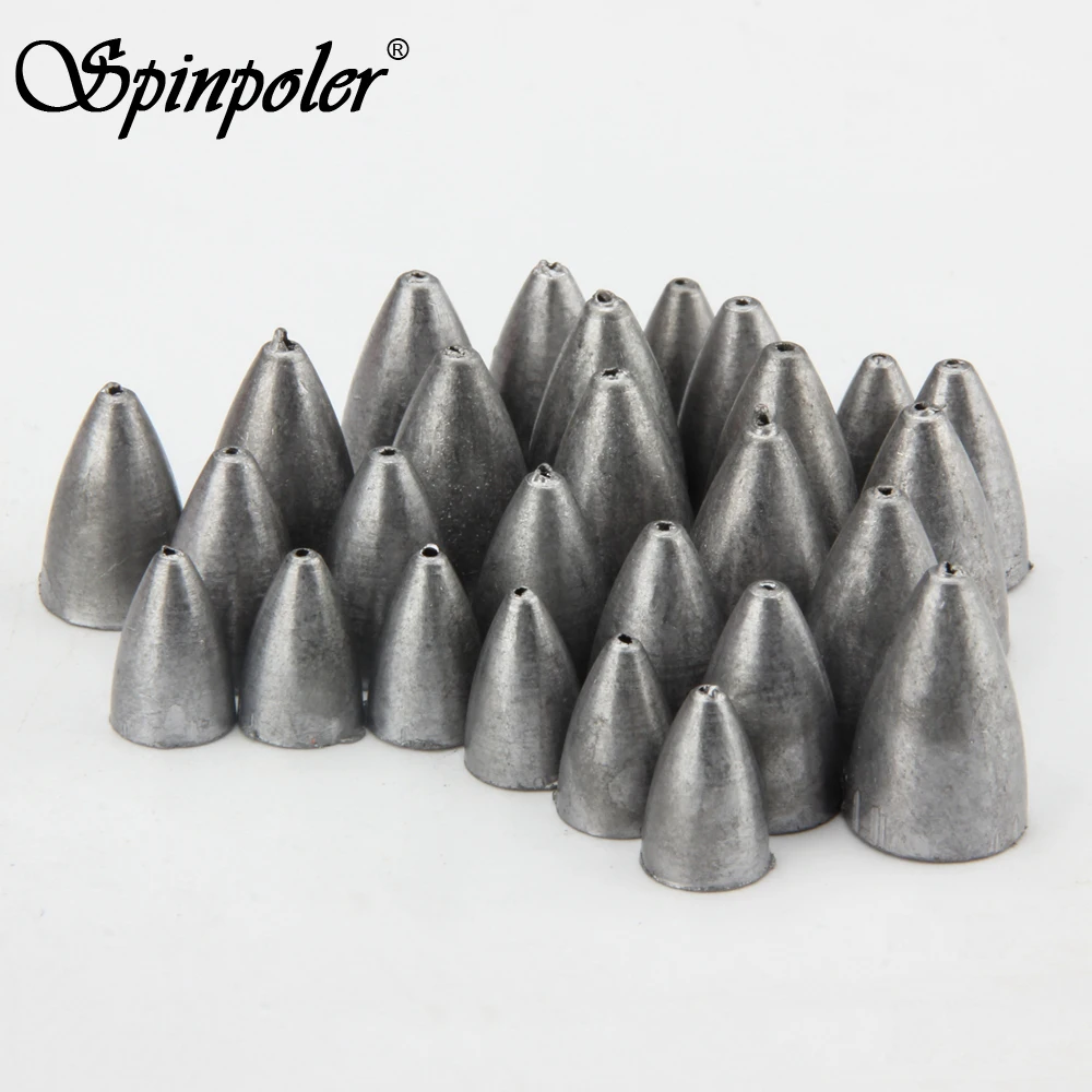 Spinpoler 10pcs Bullet Lead Fishing Sinkers 3g  6g  9g For Texas Rig Soft Plastic Worm Weights  (9)