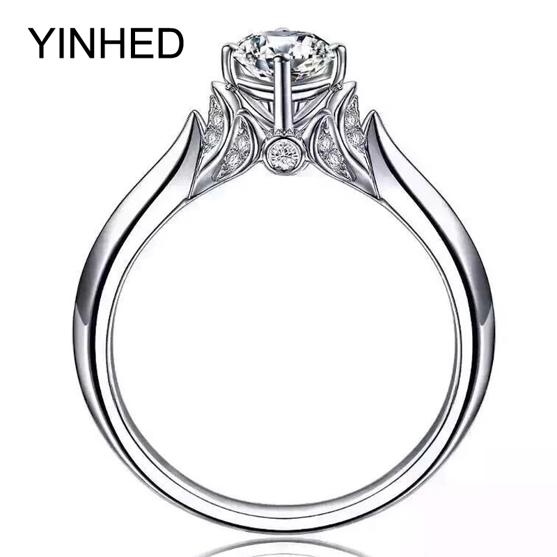 Женское кольцо из серебра 925 пробы с фианитом 1 карат 6 мм|engagement wedding ring|wedding rings for
