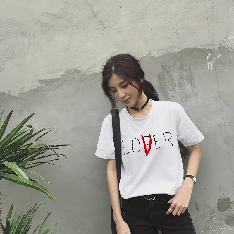 ZSIIBO, Клубная футболка с надписью «Movie It lossers», Женская Повседневная футболка с коротким рукавом, футболка с надписью lower Lover It Inspired vogue, Топы Harajuku