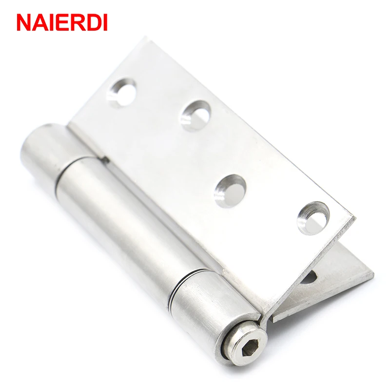 2PCS NAIERDI 4 Inch Single / Double Spring Door Hinge Stainless Steel Rebound Hinge For Cafe Swing Western Hidden Door Hardware