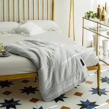 

35% Mulberry Silk Summer Quilt Air Condition Blanket Satin Jacquard Large Size Adult Comforter Bed Cover Home Use High Quality