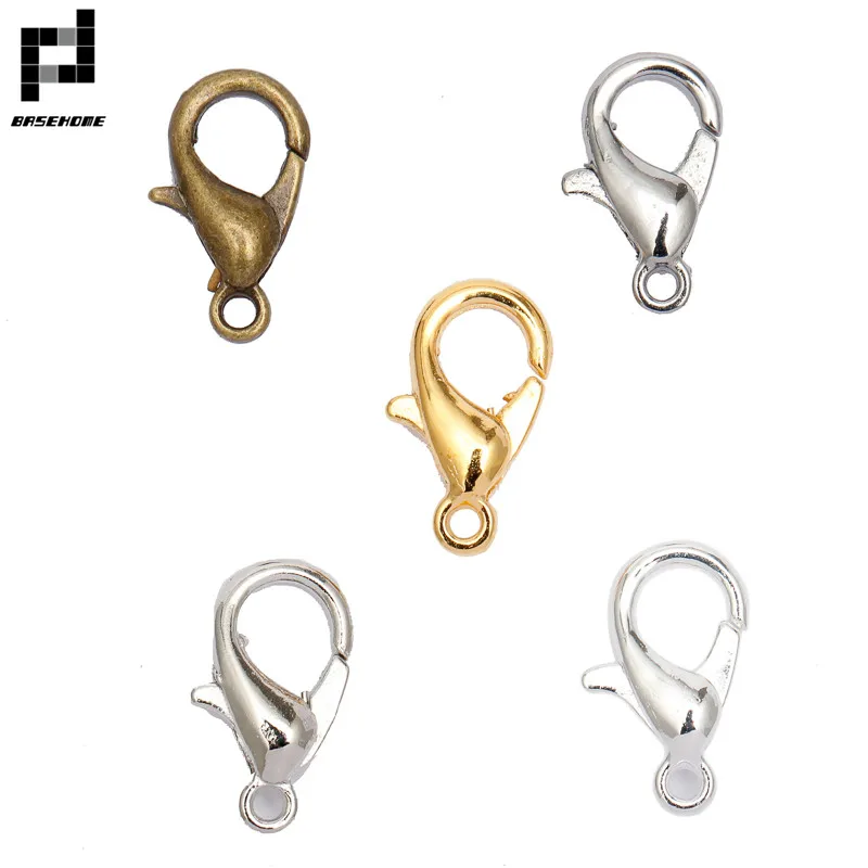 

100pcs/Lot Lobster Clasps10/12/14/16/18mm Hooks Clasps-Carabiners For DIY Bracelet Necklaces Closure Jewelry Connector Keychains