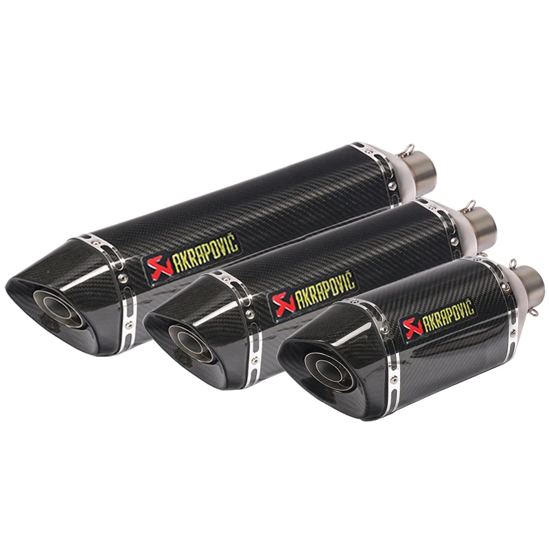 

570mm / 470mm / 370mm Inlet 51mm Carbon Fiber Akrapovic Exhaust Pipe Muffler Motorcycle Escape Moto DB Killer Universal