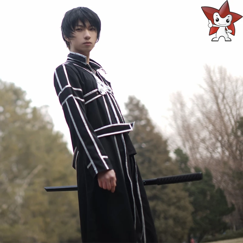 Маскарадные костюмы Kirigaya Kazuto черный длинный плащ штаны топ на Хэллоуин аниме |