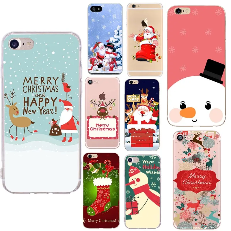 

SICOOTE Case for iphone 7 Silicone Luxury Soft Cute Merry Christmas Cartoon Slim for fundas iphone plus 8plus X 7 8 6 5 SE