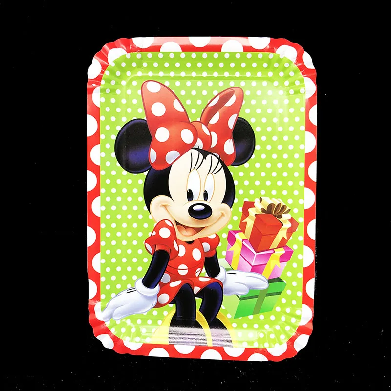 10pcs/lot rectangle Minnie Mouse disposable plates Minnie Mouse party decorations Minnie Mouse rectangle shape paper plates