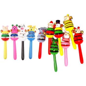 

1pcs wooden Baby Rattles toy wooden Hand Bell Rattle Funny Educational Toys Birthday Gifts