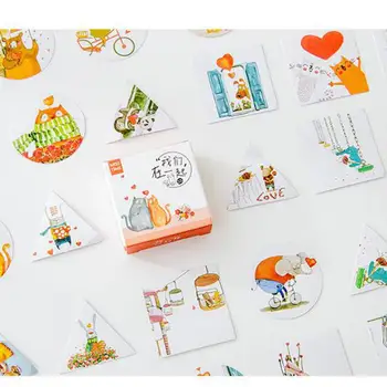 

40pcs Box Cute Animal/Natural/Universe Decorative Stickers Round Adhesive LabelsDIY for Journal