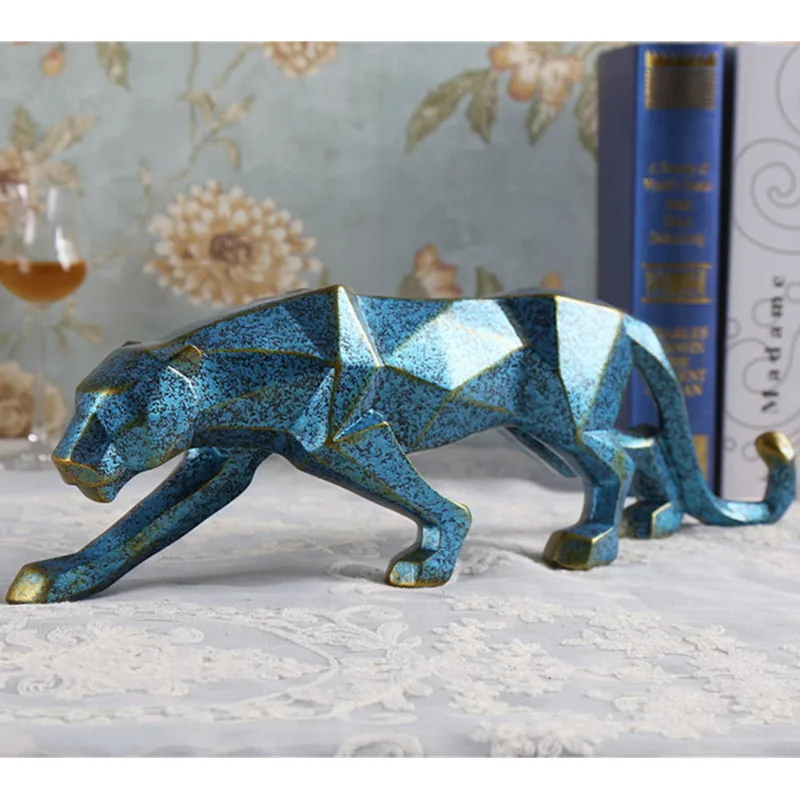 Best Nordic Modern Simple Retro Leopard Statues Geometry Animals Figurine Resin Art amp;Craft Home Decoration TV Wine Cabinet R671