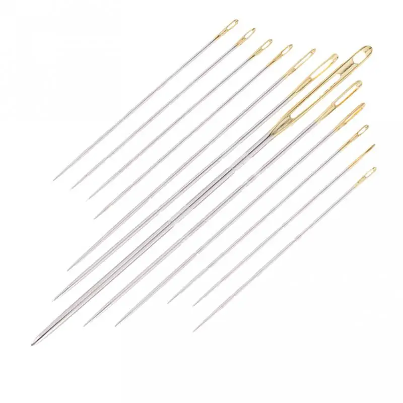 12Pcs Thick Big Eye Sewing Threading Embroidery Hand Needles for Embroidery Quilting Darning Assorted 5 Size