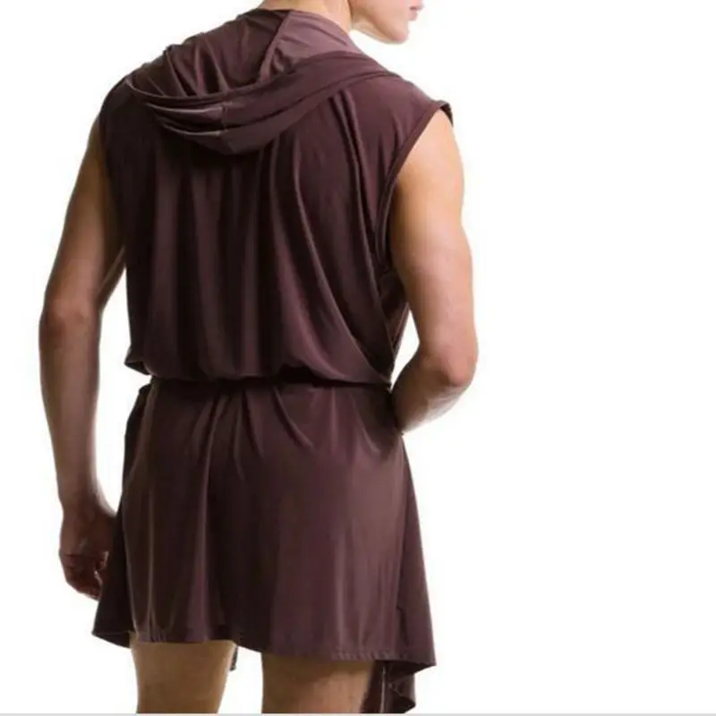 only robe Лучшая цена, летнее платье, банные мужские халаты, сексуальные пижамы, одежда для сна, шелковая пижама, hombre, Халат с капюшоном, мужские купальные пижамы, 5 цветов, XXL - Цвет: only robe