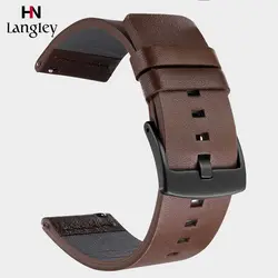 Ремешок для часов из натуральной кожи для samsung Galaxy Watch 42 46 мм gear S2 S3 20 22 мм ремешок для браслета Quick Release 18 24 мм