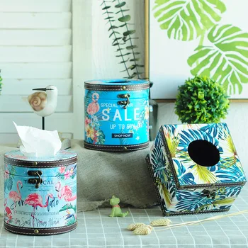 

Nordic Leather Round Square Tissue Box Home Living Room Desktop Napkin Storage Box Home Decoration Ornaments Napkin Box