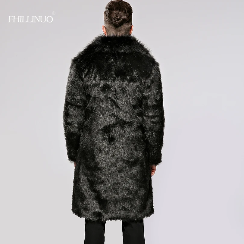 FHILLINUO 2018 мужское длинное пальто с искусственным мехом большого размера 3XL модное