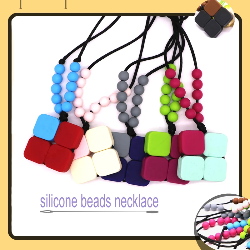 

Mydear Best BPA Free Food Grade Silicone Baby Chew Bead Necklace Teething Necklace Nursing Jewelry Chewable Teether for Mom wear