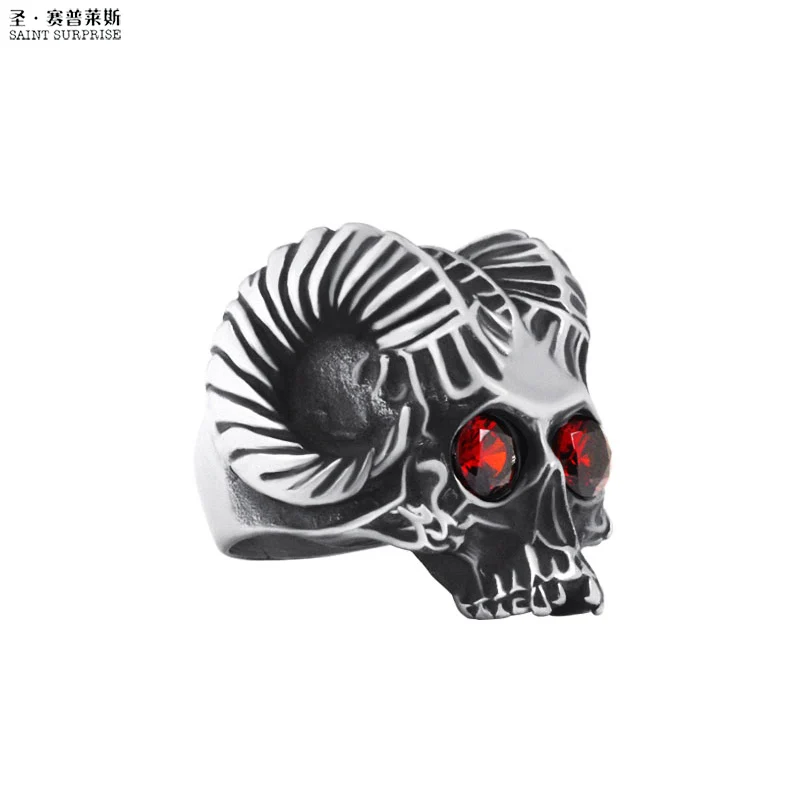 Fashion Steampunk Jewelry Horn Punk Biker Skull Finger Ring Vintage Big Rings For Men Best Birthday Gift | Украшения и аксессуары