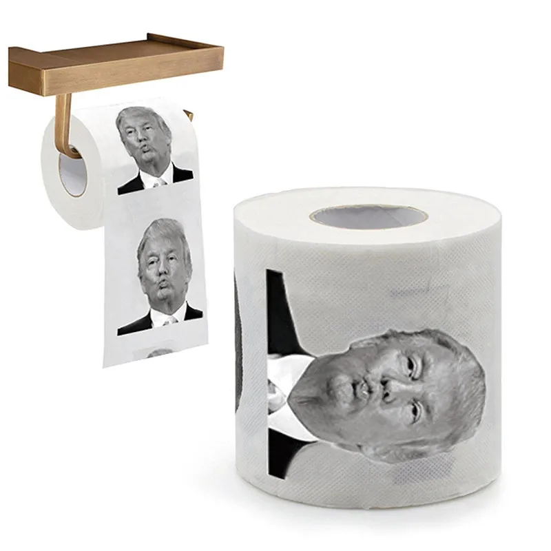 

1 Roll Funny Humour donald trump tissue paper Toilet Paper home supplies Gag Gift Prank Joke tissue cover Tissue Boxes napkin