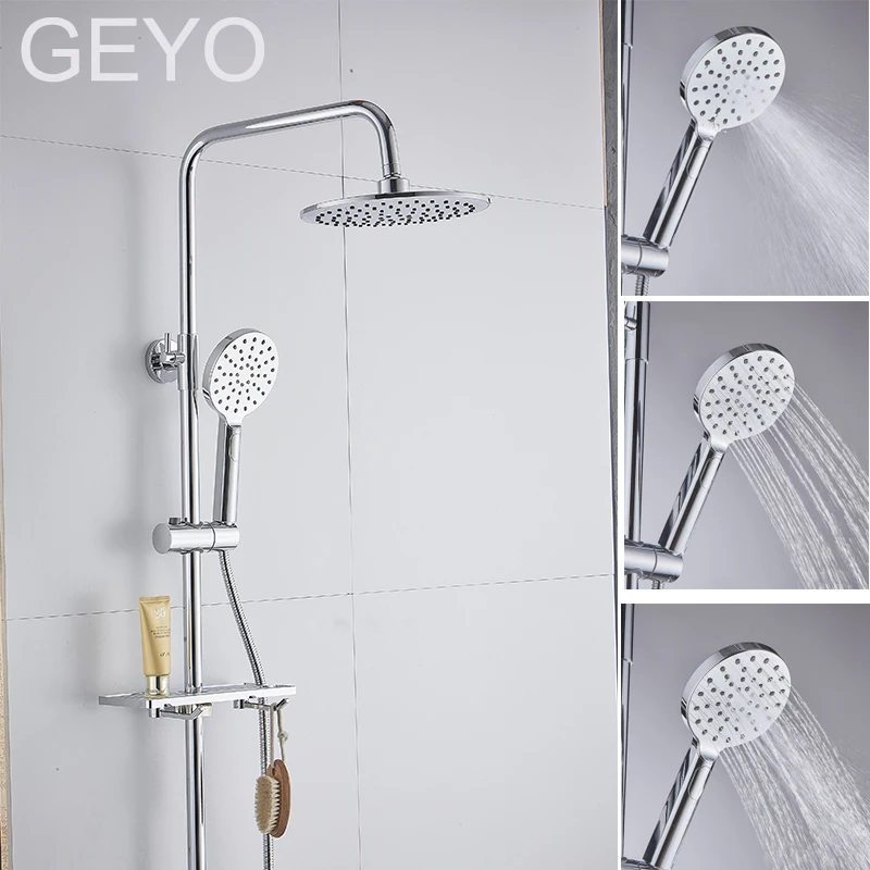 

GEYO 3 modes ABS plastic Bathroom Shower Head Big panel Round Chrome Rain Head Water Saver Classic Design G1/2 Rain Shower Head