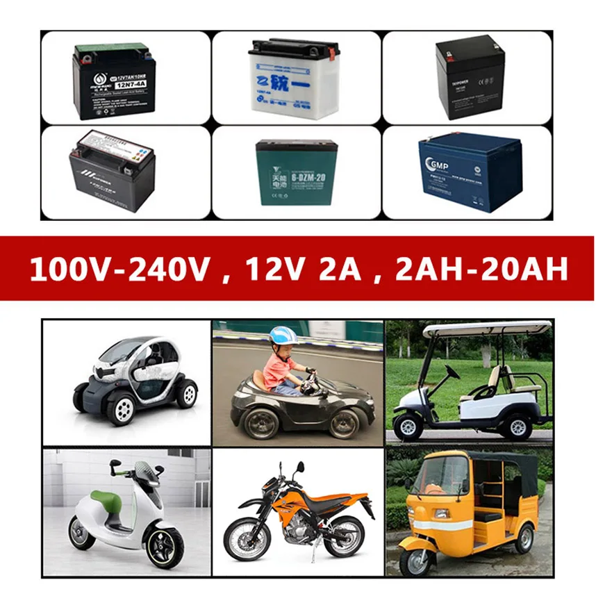 12V 2A Smart Car Motorcycle Battery Charger Full Automatic LCD Display 12 V Volt Moto Auto Lead Acid AGM GEL Intelligent 220V EU 12V 2A Smart Car Motorcycle Battery Charger Full Automatic LCD Display 12 V Volt Moto Auto Lead Acid AGM GEL Intelligent 220V EU