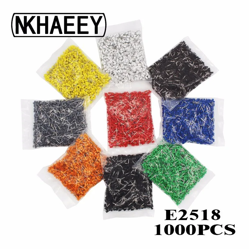 

1000pcs/Pack E2518 Insulated Cord End Terminal Crimp Terminal Wire Connector Crimp Ferrules Crimping Terminals Tubular AWG #14