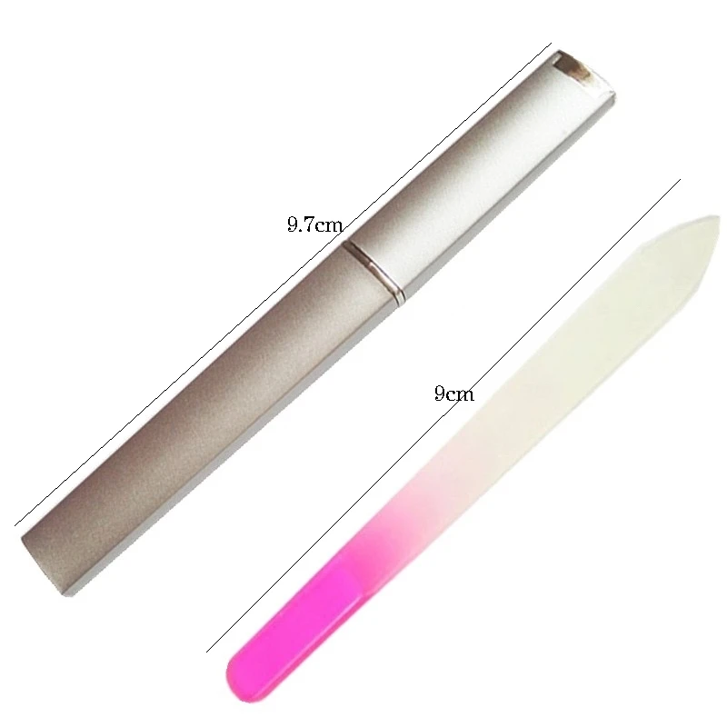 

1 Crystal Glass Nail File Czech Republic Style with 1 Faux Silver plated plastic Hard Case Crystal Glass Nail Files Hard Case