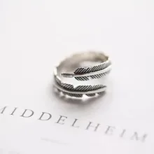 Vintage Feather Arrow Opening Rings For Women Thai Silver 925 Sterling Silver Fine Jewelry bague femme anillos natural yellow stone ring 925 sterling silver bague femme wedding punk statement pure s925 thai silver rings for women jewelry