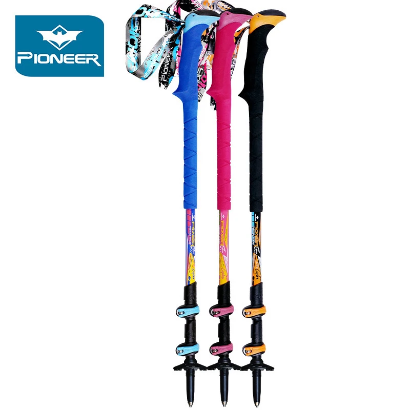 

65-135cm 3-section Adjustable Trekking Poles Carbon Fiber Walking Sticks Ultralight & Collapsible For Trail Trekking Hiking