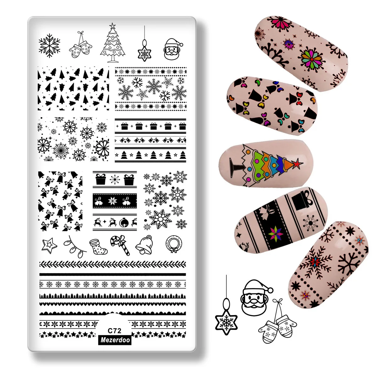 

Nail Art Christmas Degisn Image Print for Nails Stamp Template Plate Nail Plates Xms Polish Stamping Manicure Bell Elk Stencils