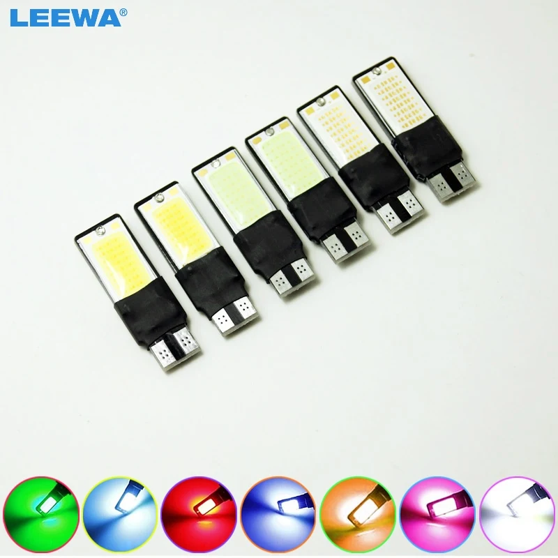 

LEEWA 10pcs T10 LED 194 168 W5W COB Interior Bulb Light Parking Backup Brake Lamps Canbus No Error Cars xenon Auto Led Car