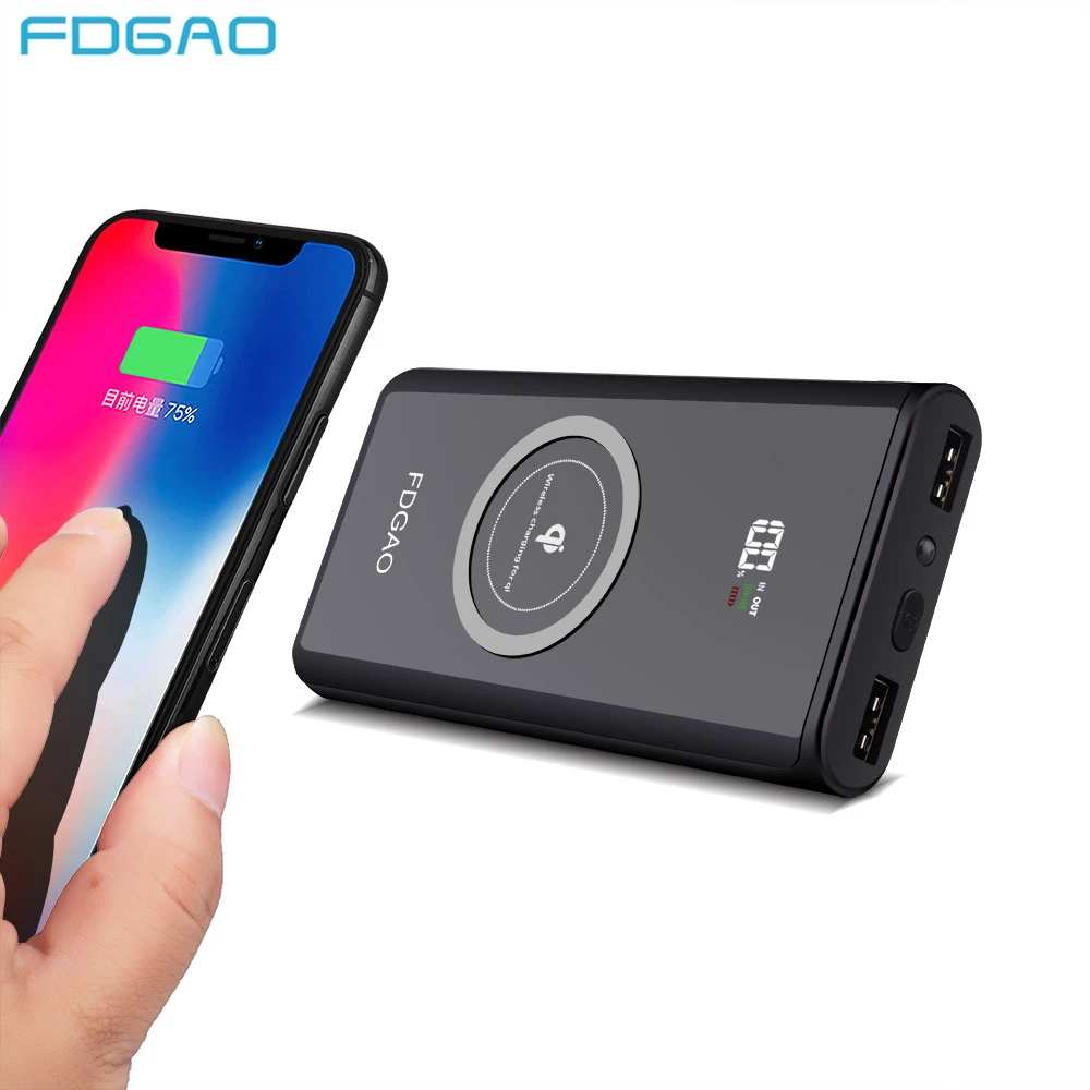 

FDGAO Dual USB Power Bank 20000mAh Qi Wireless Charger Powerbank External Battery For iPhone XS MAX XR X 8 Samsung S9 S8 Xiaomi