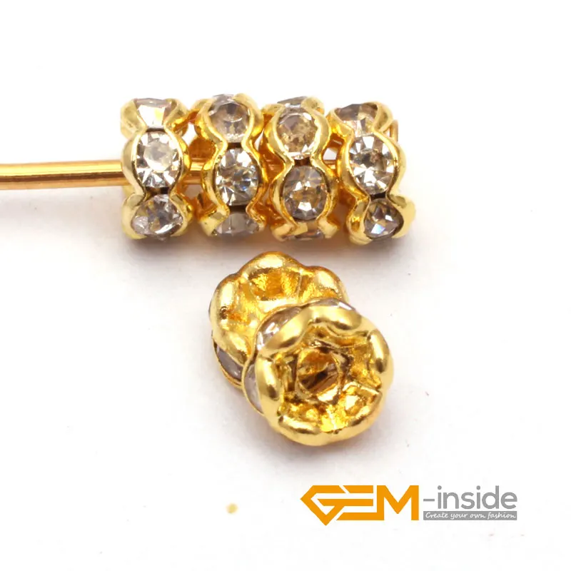 100 PCS To Sale 4mm 6mm 8mm 10mm Gold font b Crystal b font Spacer Rondelle