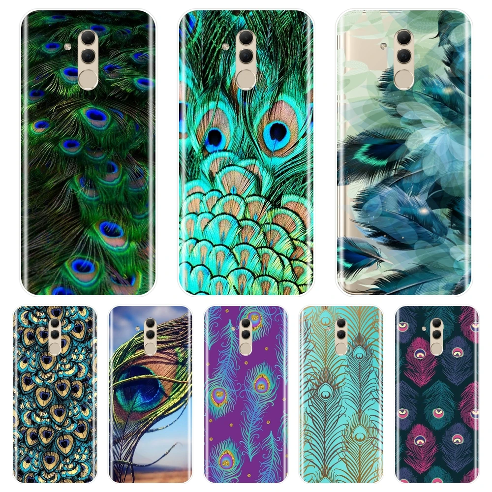 For Huawei Mate 20 10 9 Pro Phone Case Silicone Peacock Feather Aesthetic Soft Back Cover 7 8 Lite | Мобильные телефоны и