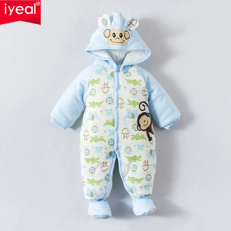 

IYEAL New Winter Baby Boy Romper 100% Cotton Animal Pattern Tollder Jumpusuit Warm Thick Newborn Clothes Infant Overalls