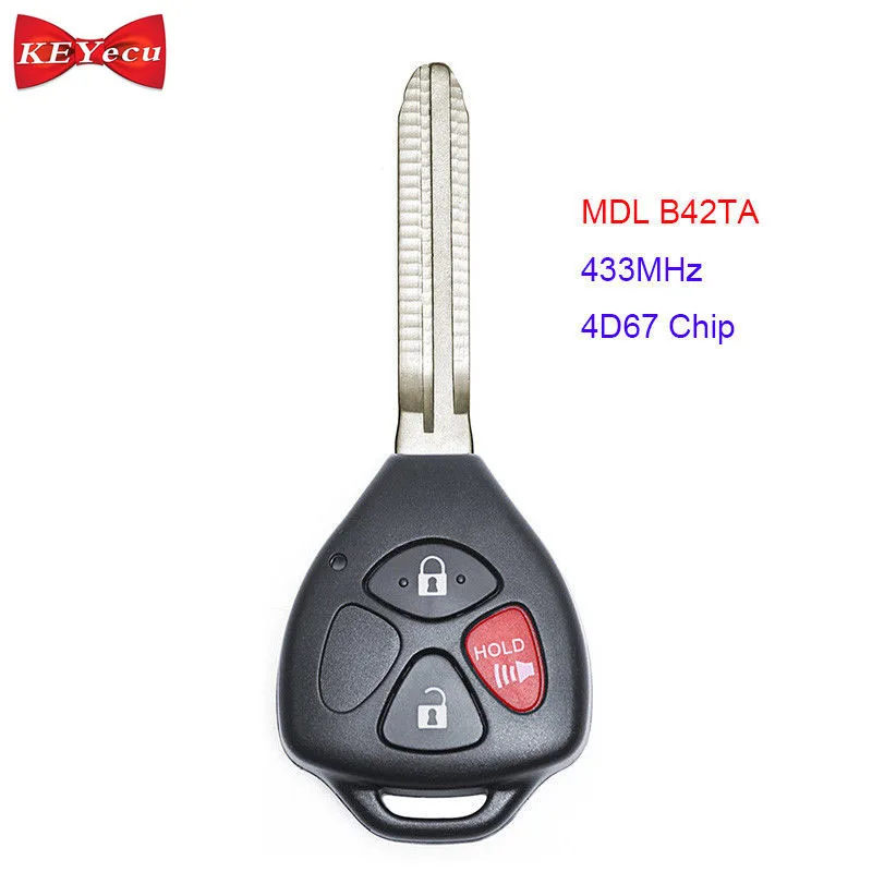 KEYECU для Toyota Hilux 2005 2006 2007 2008 дистанционный ключ с 3 кнопками 433 92 МГц 4D67 чип FCC ID: MDL