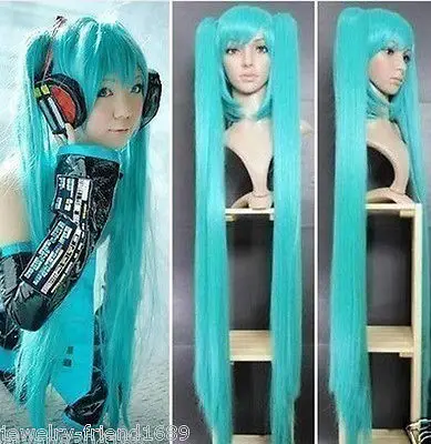 parrucca perruque 00*** Cosplay wig Miku Light Blue Anime BRS Wig 100cm |